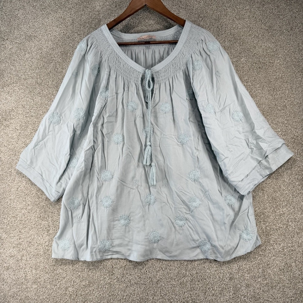 Philosophy Plus Size 2x Embroidered Shirt Relaxed Loose Fit Indie Hippie Boho